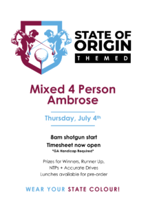 Ladies 'State of Origin Themed' Mixed 4 Person Ambrose – Thursday 4th July 2024 - Nambour Golf Club